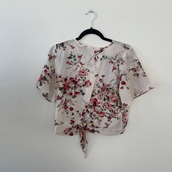 Wrap Wrapover Tie Bow Hipster Boho Bohemian Girly Coquette Hippie Art Blouse Top - Picture 3 of 7